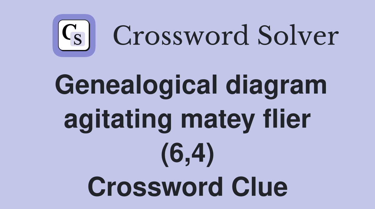 Genealogical diagram agitating matey flier (6,4) Crossword Clue